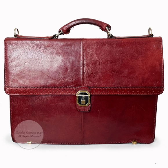 Renwick Canada Briefcase Bag Oxblood Leather Business Bag Vintage Luxe Rare - Picture 2 of 11